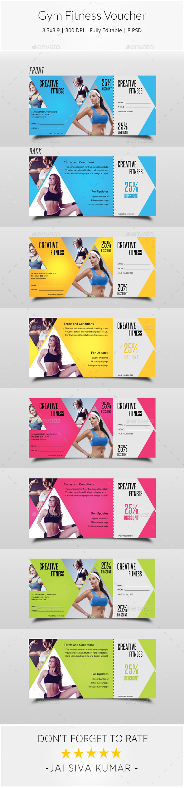 Gym Fitness Voucher - Loyalty Cards Cards & Invites