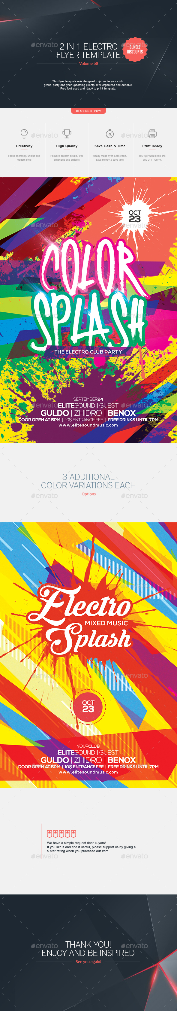 2 in 1 - Electro Flyer Bundle V.8 - Clubs & Parties Events