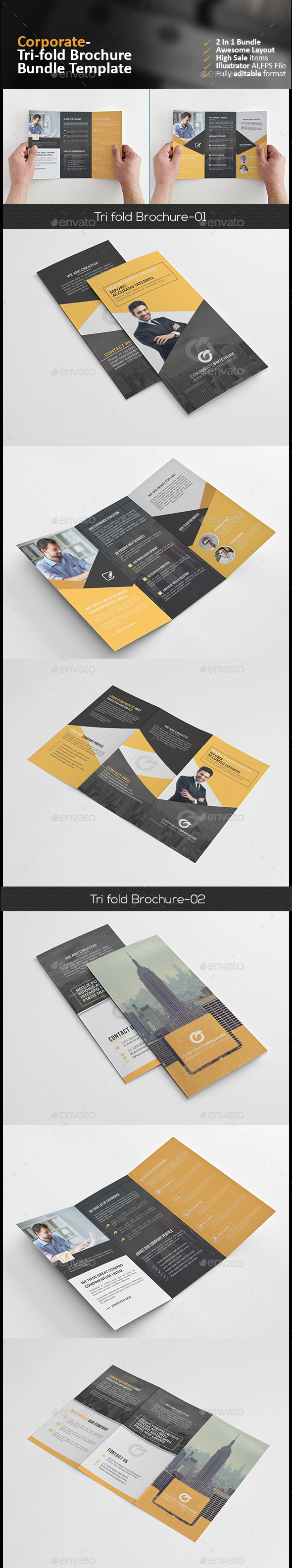 Tri Fold Brochure Bundle 2 in 1 - Corporate Brochures