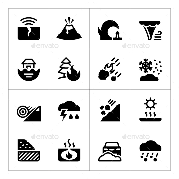 Set Icons of Natural Disaster - Abstract Icons