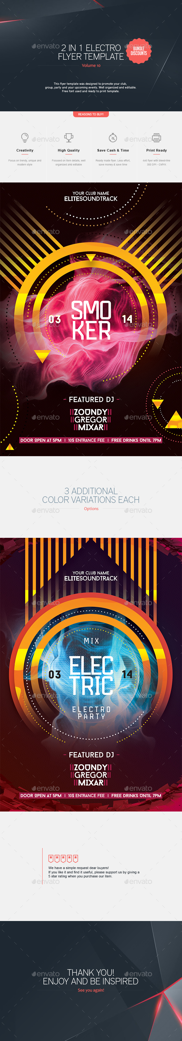 2 in 1 - Electro Flyer V.10 - Clubs & Parties Events