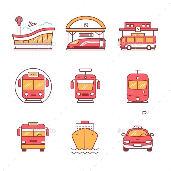 Modern Transportation and Urban Infrastructure Set - Travel Conceptual