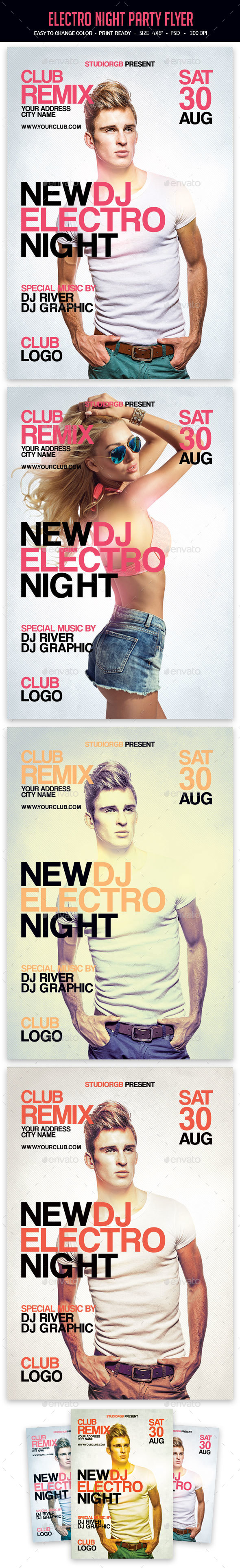 Electro Night Party Flyer - Clubs & Parties Events