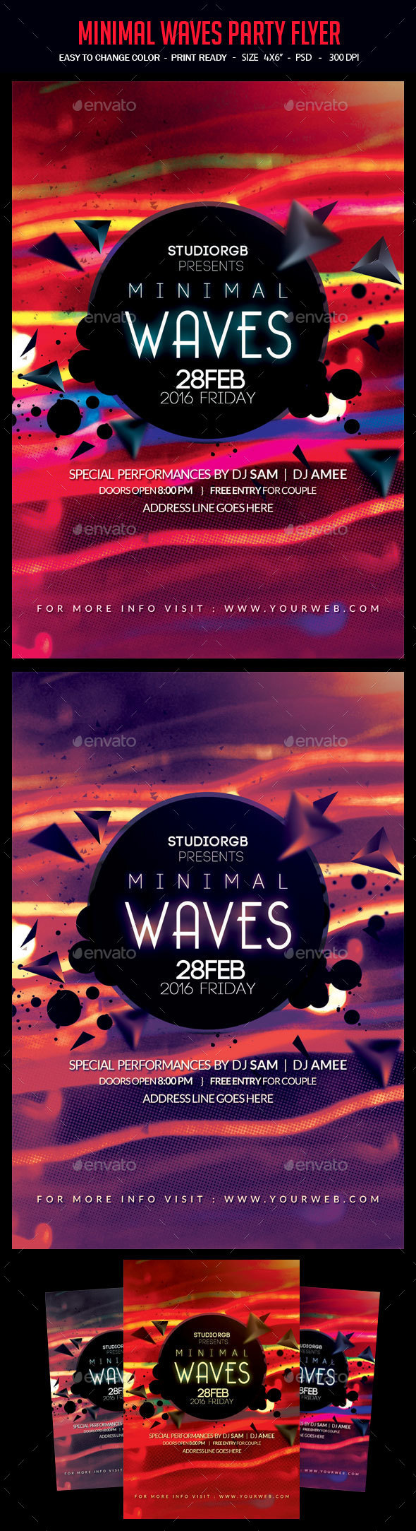 Minimal Waves Party Flyer - Clubs & Parties Events