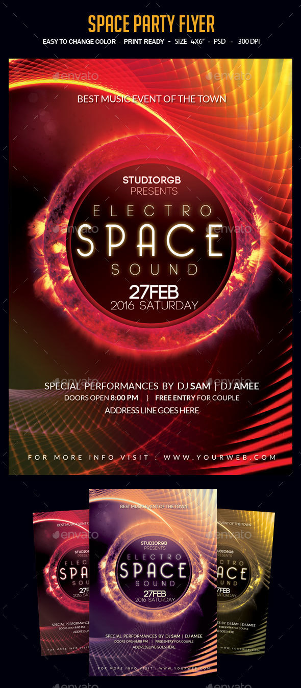 Space Party Flyer - Clubs & Parties Events