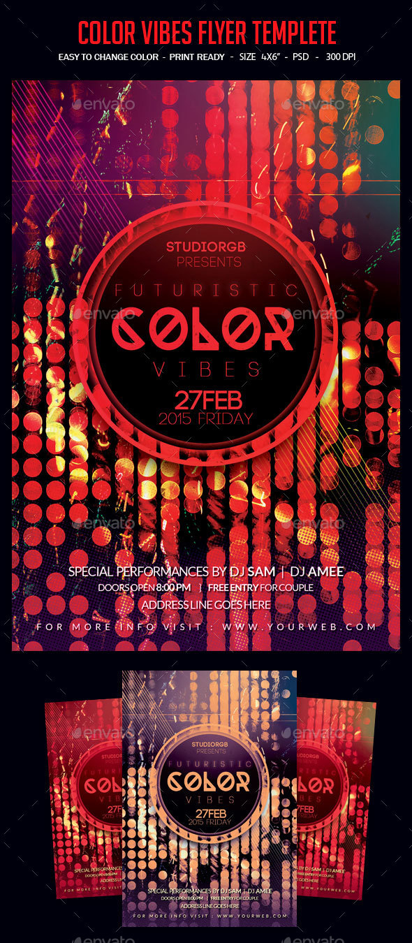 Color Vibes Flyer Templete - Clubs & Parties Events