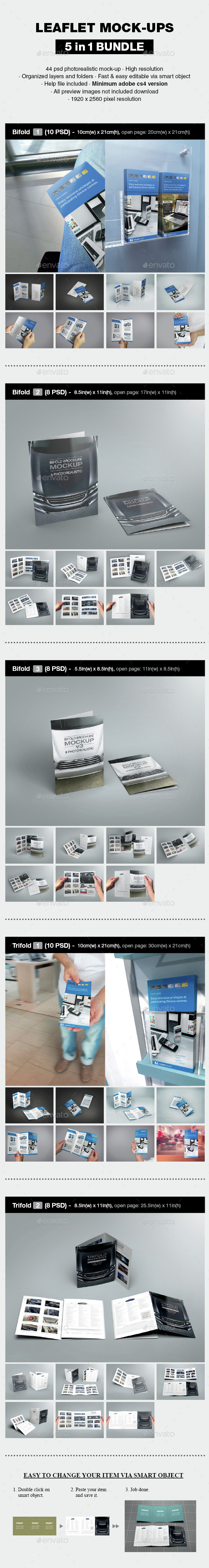 Leaflet Mock-up Bundle - Print Product Mock-Ups