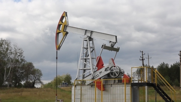 Oil Pump Working In The Forest