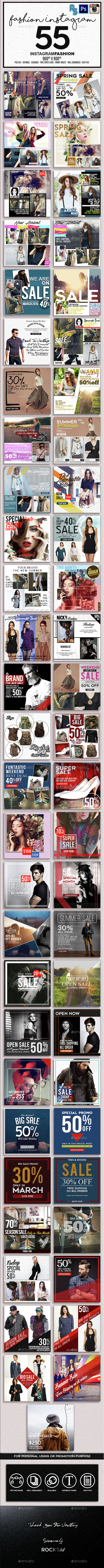 Instagram Fashion Banners - Banners & Ads Web Elements