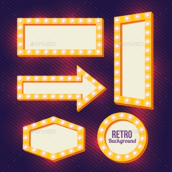 Retro Yellow Frame. Vintage Signs - Objects Vectors