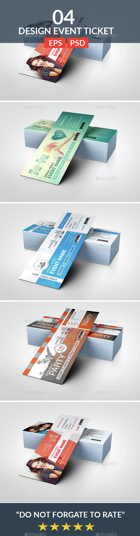 Event Ticket Bundle - Cards & Invites Print Templates