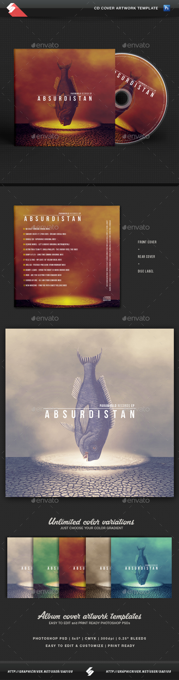 Absurdistan - CD Cover Artwork Template - CD & DVD Artwork Print Templates
