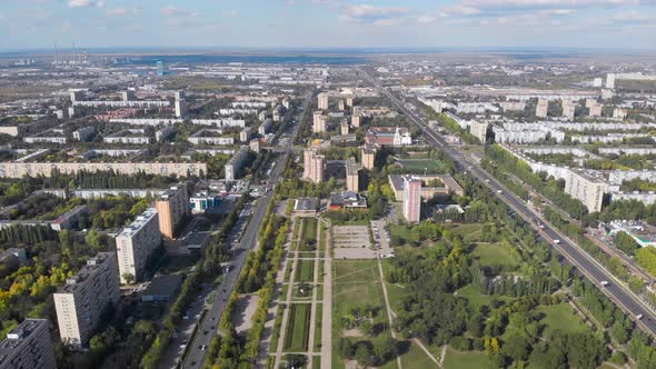 Aerial View. The City Is a Garden Designed During the Time of Socialism. Large Spaces and alt