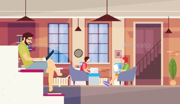 Casual People Group Sit Chatting - People Characters