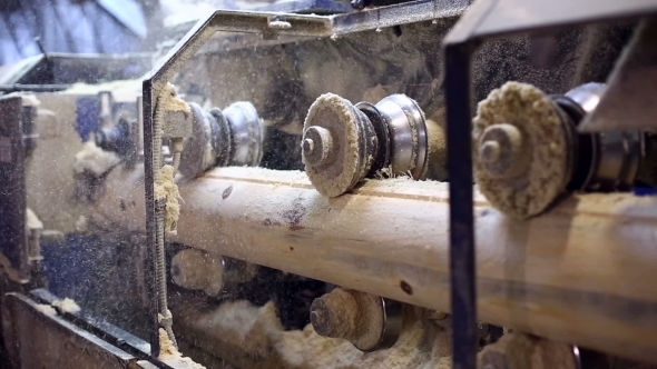 Sawmill. Work Process In Milling Machine