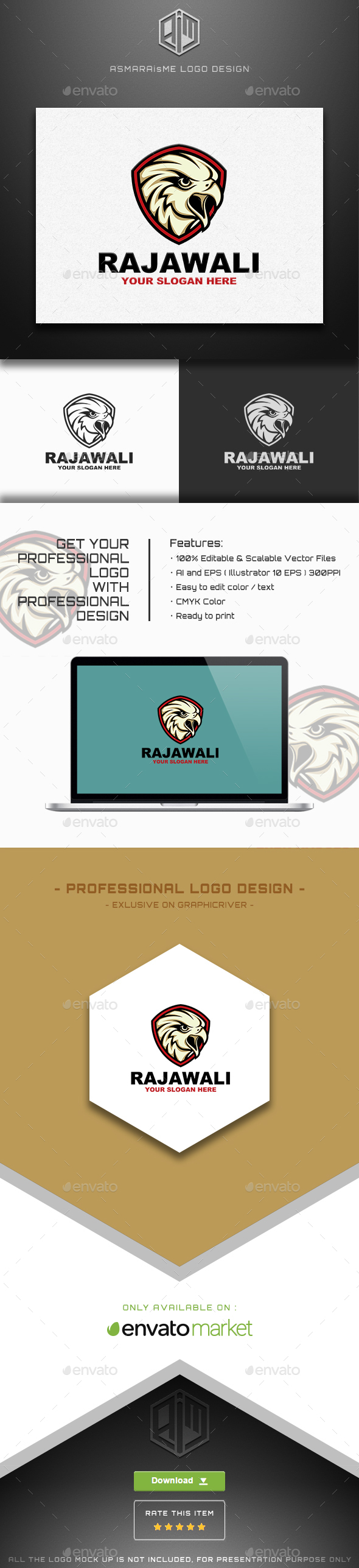 Rajawali - Eagle Shield Logo Template - Animals Logo Templates