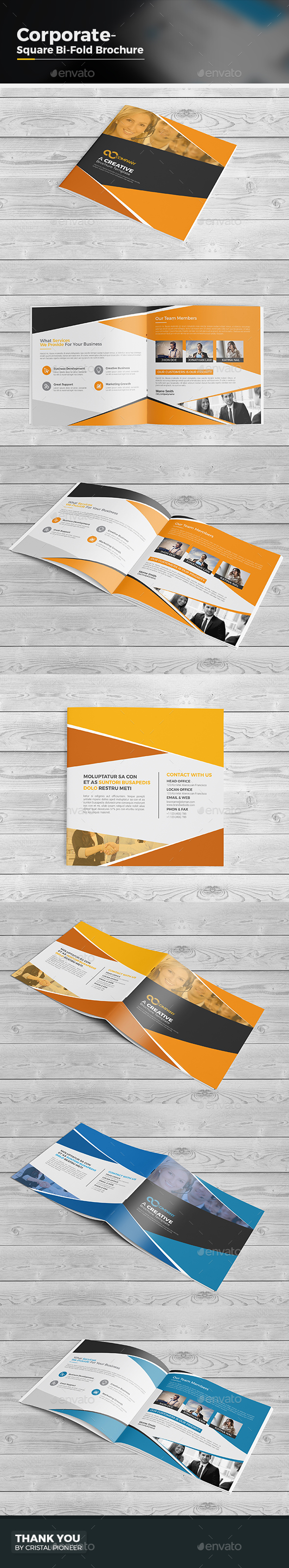 Square Bi Fold Brochure Template - Corporate Brochures