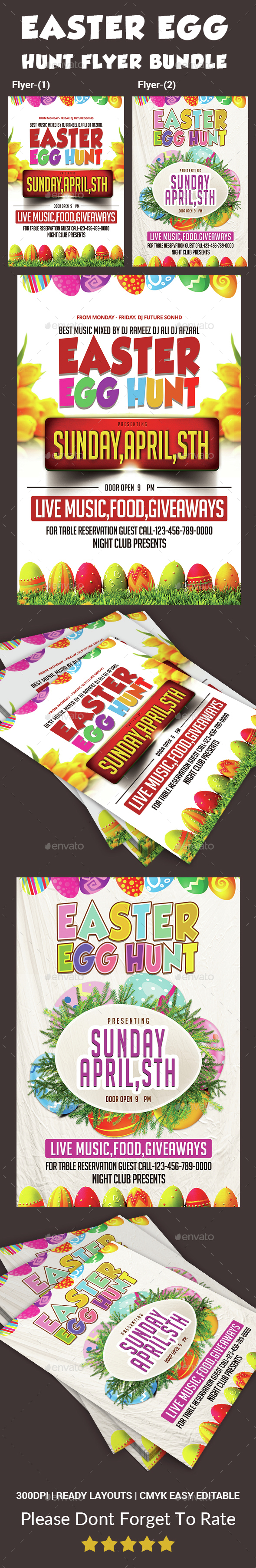 Easter Egg Hunt Flyer-Bundle - Events Flyers