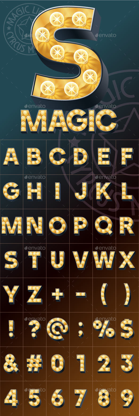 Light Up Font with Lamp - Decorative Symbols Decorative