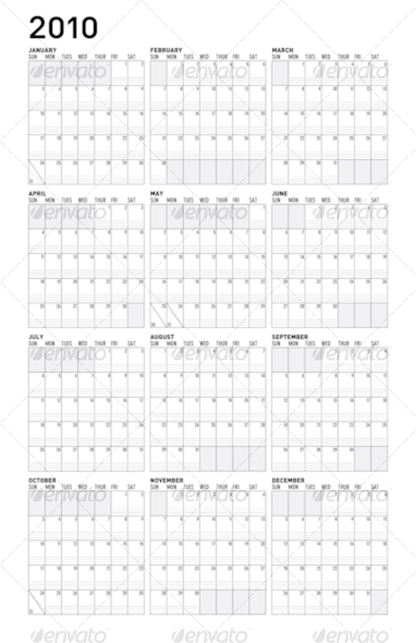 Simple 2010 calendar - Backgrounds Decorative