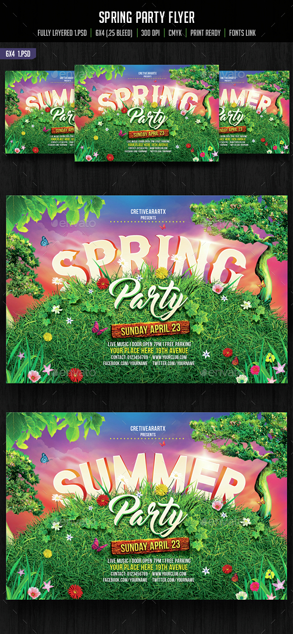 Spring Party Flyer - Clubs & Parties Events
