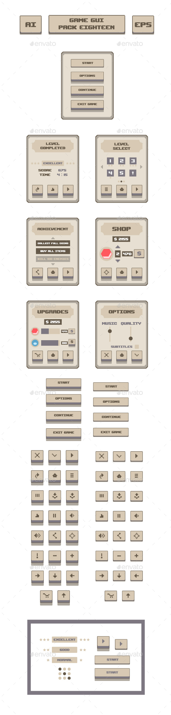 Game GUI Pack Eighteen - User Interfaces Game Assets