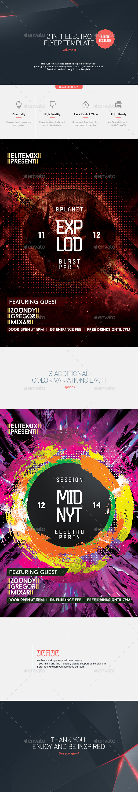 2 in 1 - Electro Flyer V.11 - Clubs & Parties Events