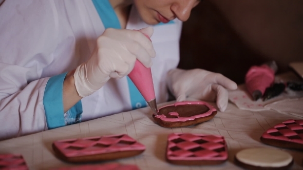 Confectioner Decorates Gingerbread