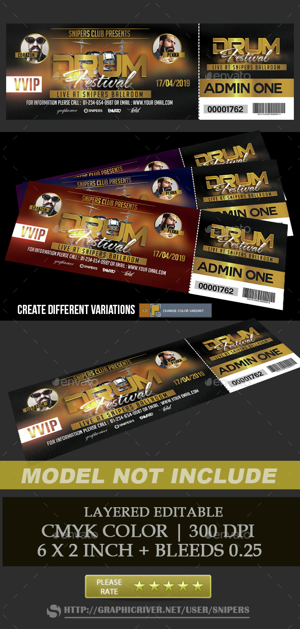 Event Drum Festival Ticket - Miscellaneous Print Templates
