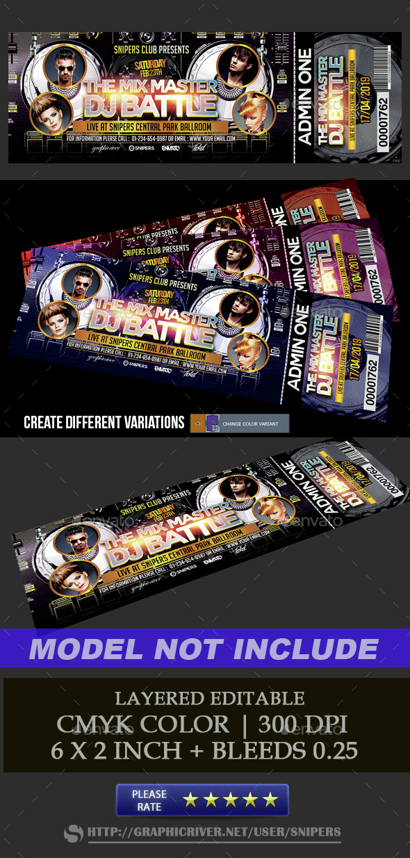 Event DJ Battle Ticket - Miscellaneous Print Templates