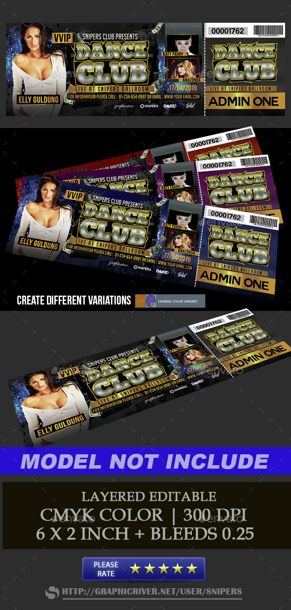 Event Dance Club Ticket - Miscellaneous Print Templates