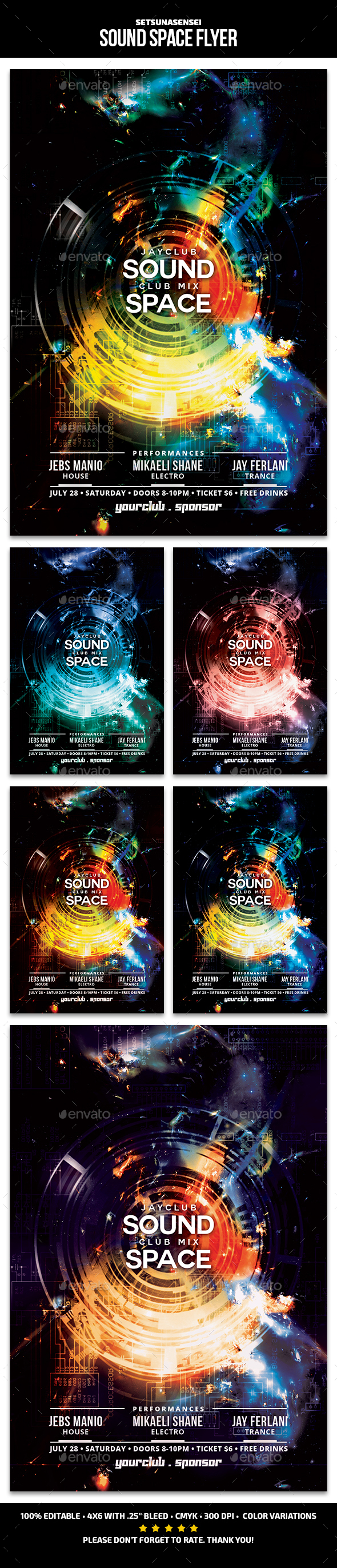Space Sound Flyer - Clubs & Parties Events