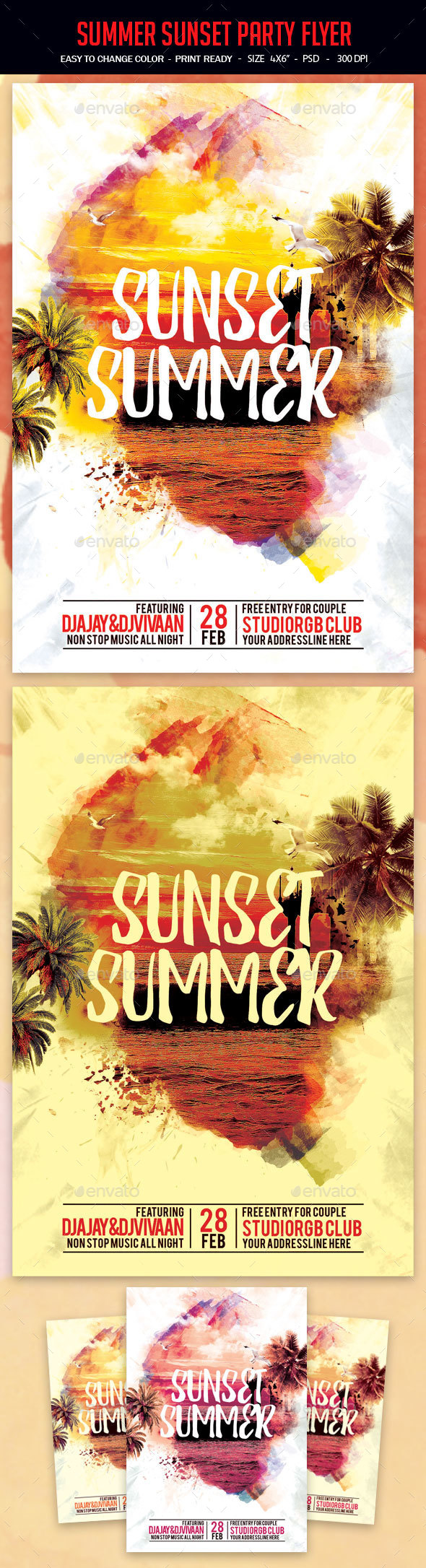 Summer Sunset Party Flyer - Clubs & Parties Events