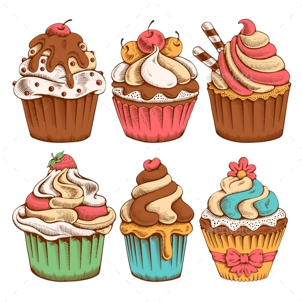 Cupcakes Set - Food Objects