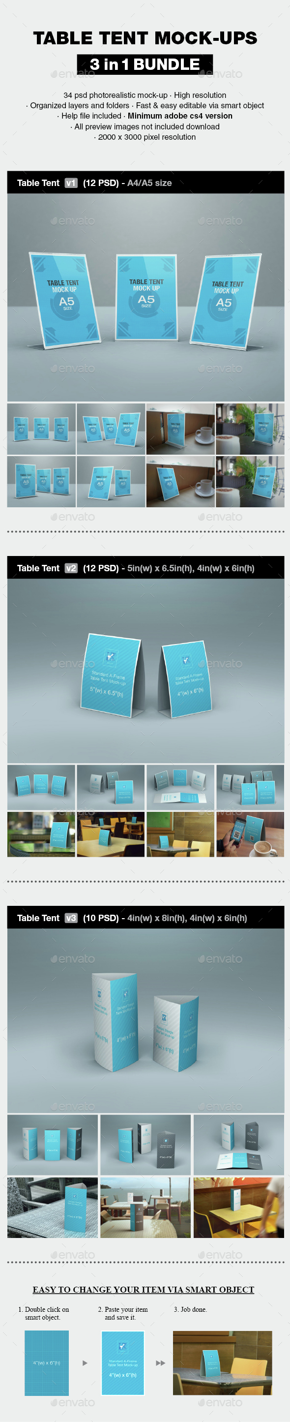 Table Tent Mock-up Bundle - Print Product Mock-Ups