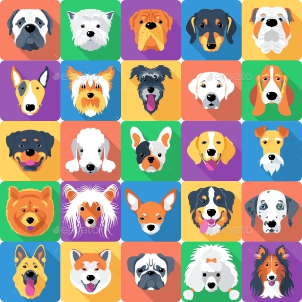Seamless Pattern With Dogs Flat Design By Kavalenkava Graphicriver