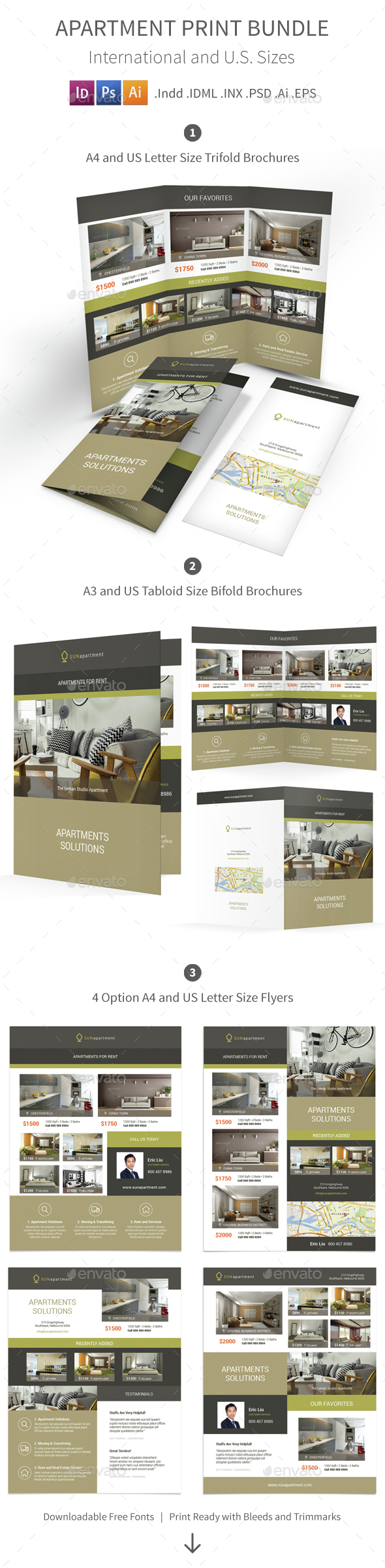 Apartment For Rent Print Bundle 2 - Informational Brochures