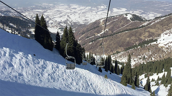 Cableways at Ski Resort Akbulak