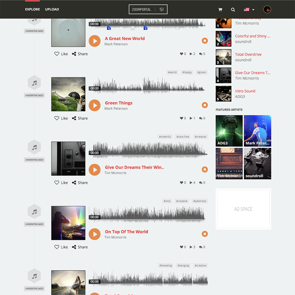 ZoomPortal - Audio Portal and Song Sharing Platform