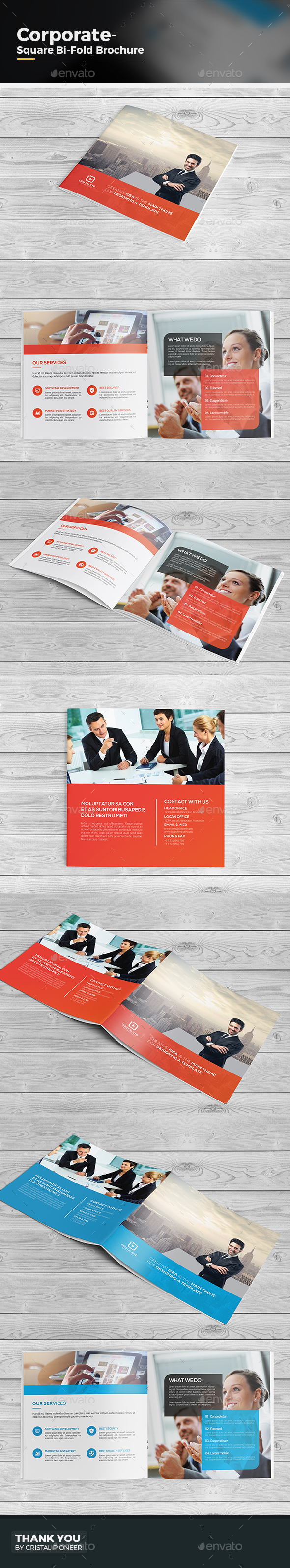Square Bi Fold Brochure Template - Corporate Brochures