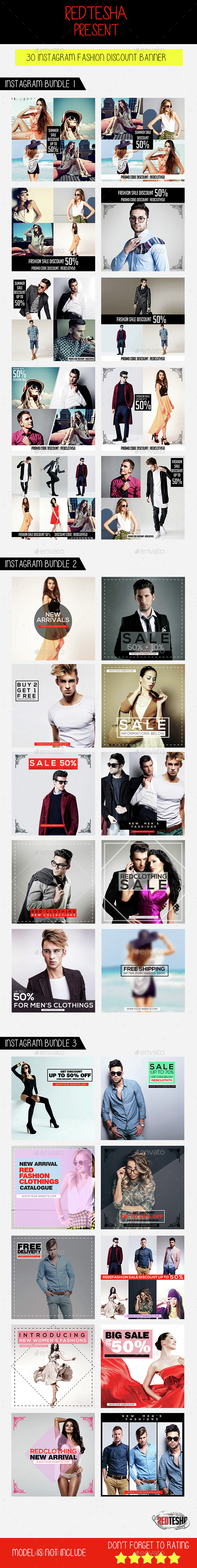 Instagram Fashion Banner Bundle - Banners & Ads Web Elements