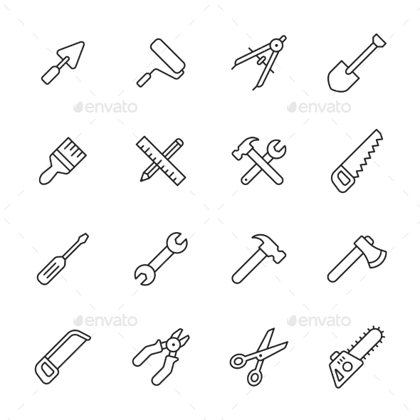 Tools Line Icons - Man-made objects Objects
