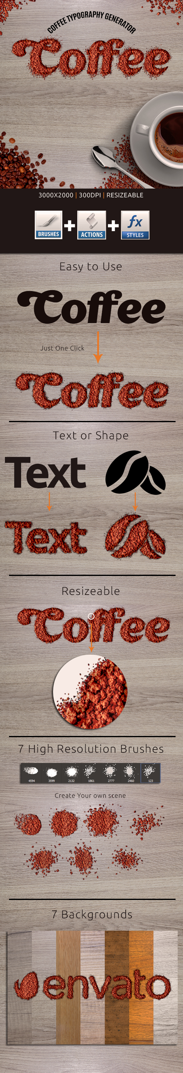 Coffee Typography Action - Actions Photoshop