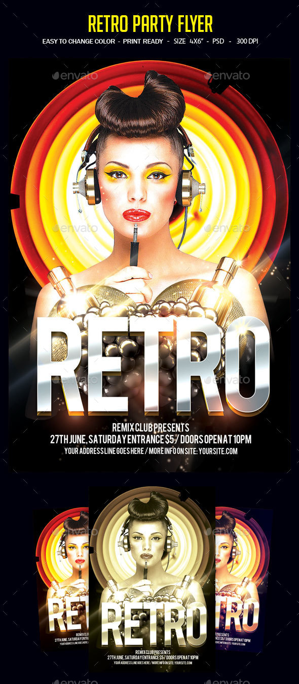 Retro Party Flyer - Clubs & Parties Events