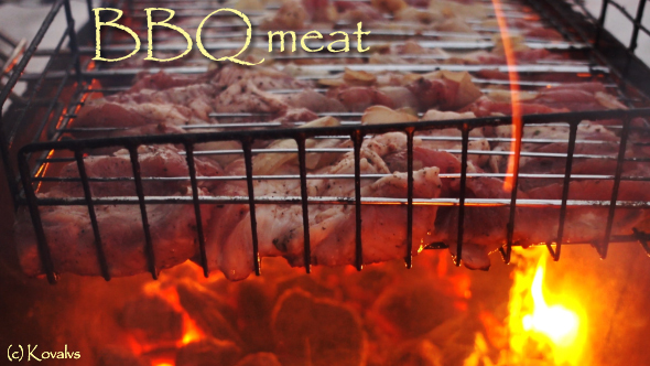 Meat Barbecue Grilled On Charcoal