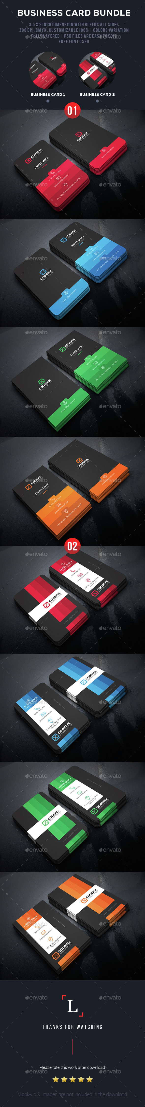 Color Shade Business Card Bundle - Business Cards Print Templates