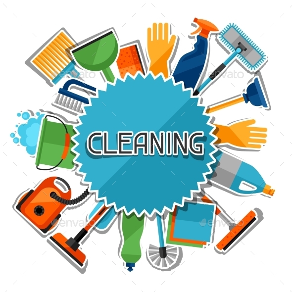Housekeeping Background With Cleaning Sticker - Services Commercial / Shopping