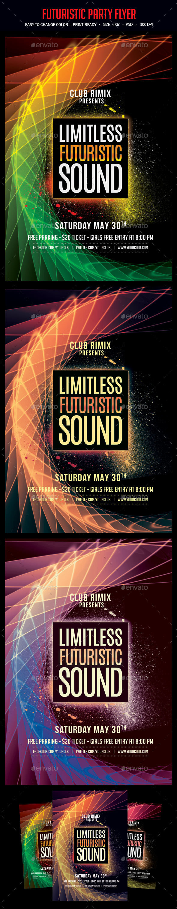 Futuristic Party Flyer - Clubs & Parties Events