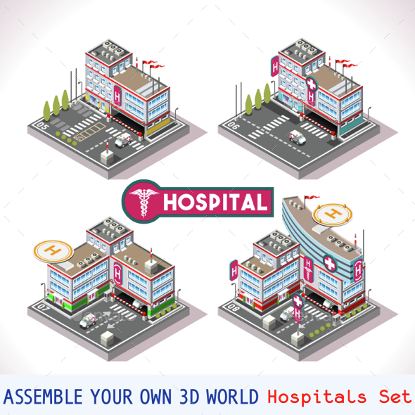 Game Set 16 Building Isometric - Health/Medicine Conceptual