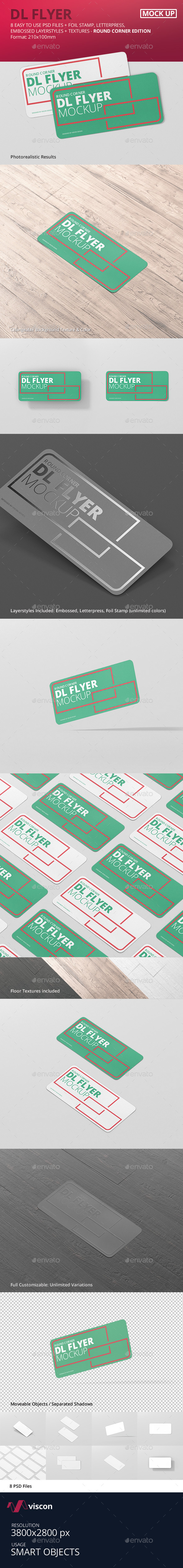 DL Horizontal Flyer Round Corner Mockup - Flyers Print
